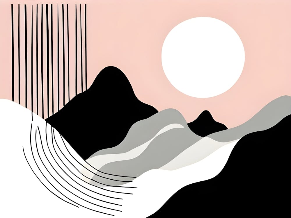 Black And White Mountain Landscape