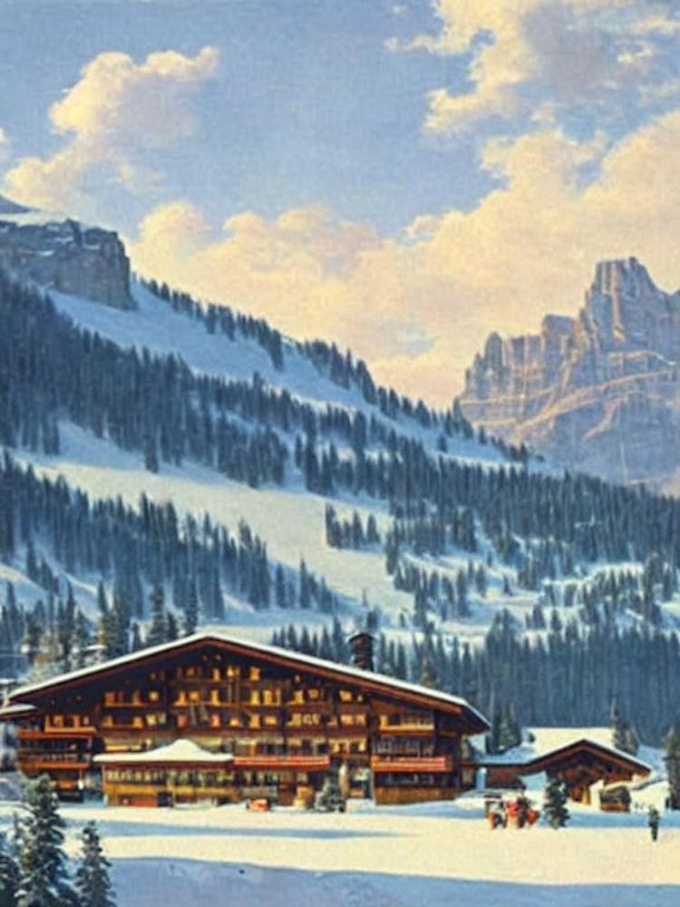 Alta Badia, Italy Ski Resort Vintage Landscape 1 Skiing Poster