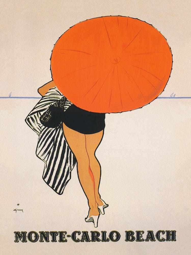 Monte Carlo Beach Vintage Travel Poster 1