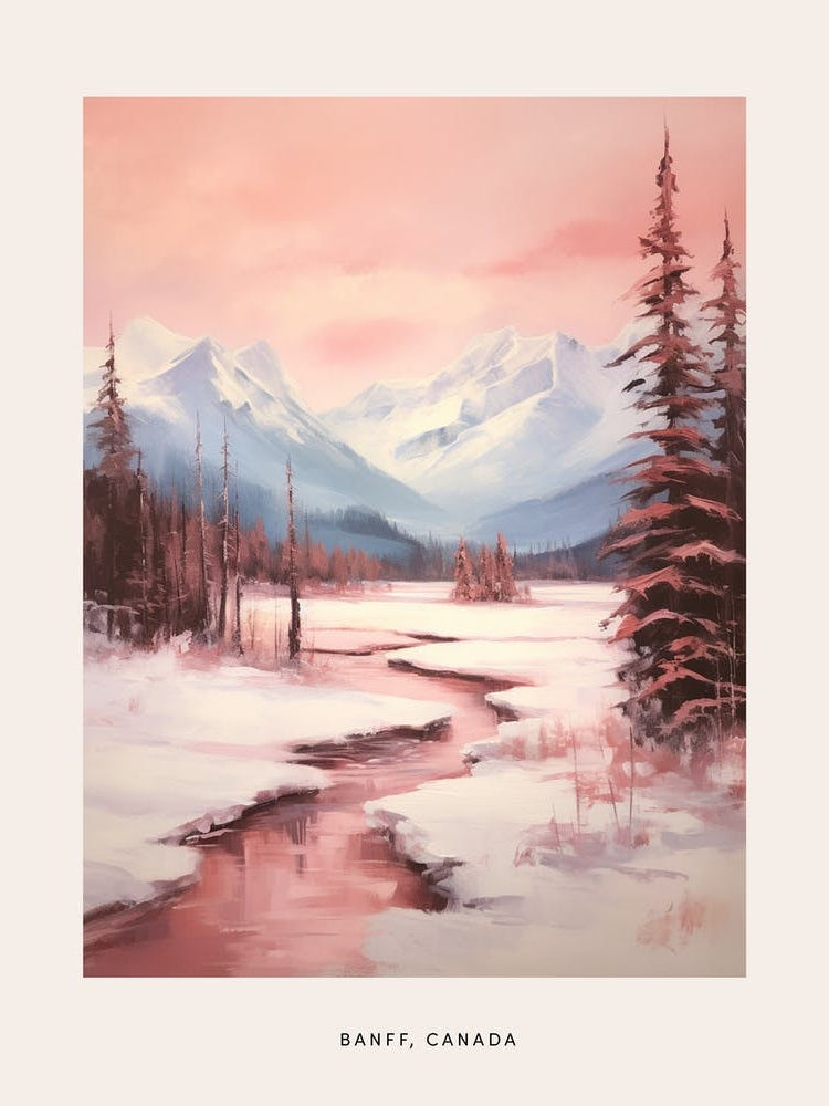 Dreamy Winter Painting Poster Banff Canada 3