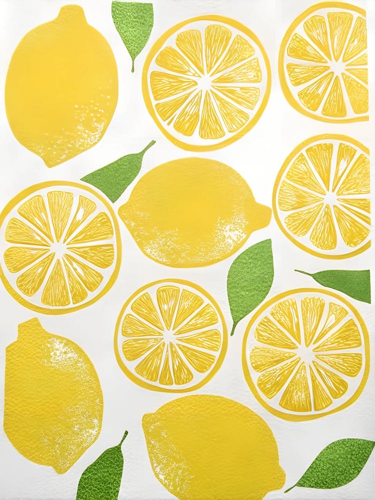 Lemons And Lemon Slices In A Yellow Arrangement