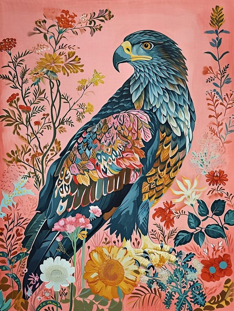 Floral Animal Painting Eagle 1