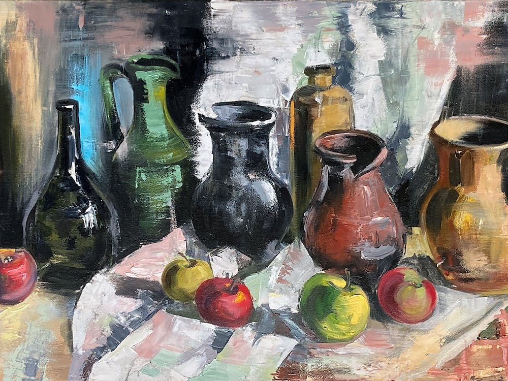Still Life With Vases And Apples