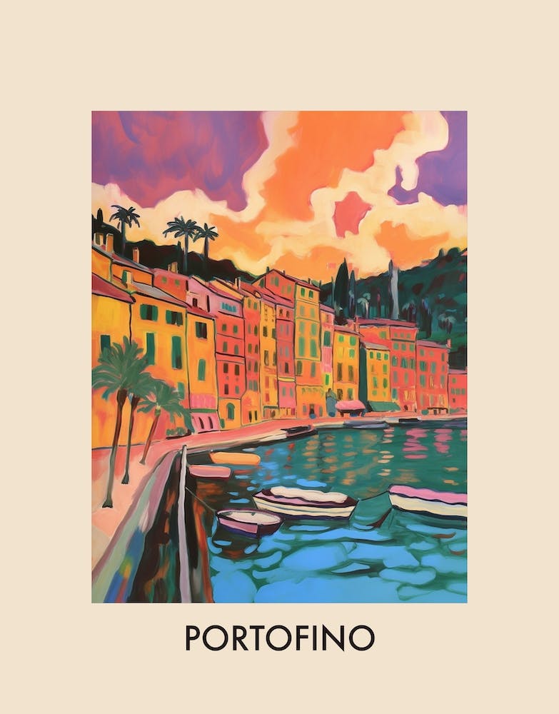 Portofino Italien 13 Vintage Reiseplakat
