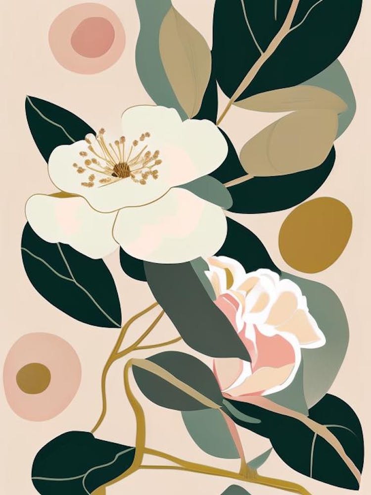 Camellia Wildflower Modern Muted Colours