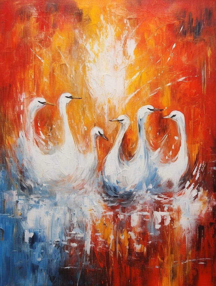 Swans Abstract Expressionism 1