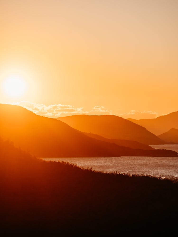 Sunset over the lakes of Albania | Travel poster Europe