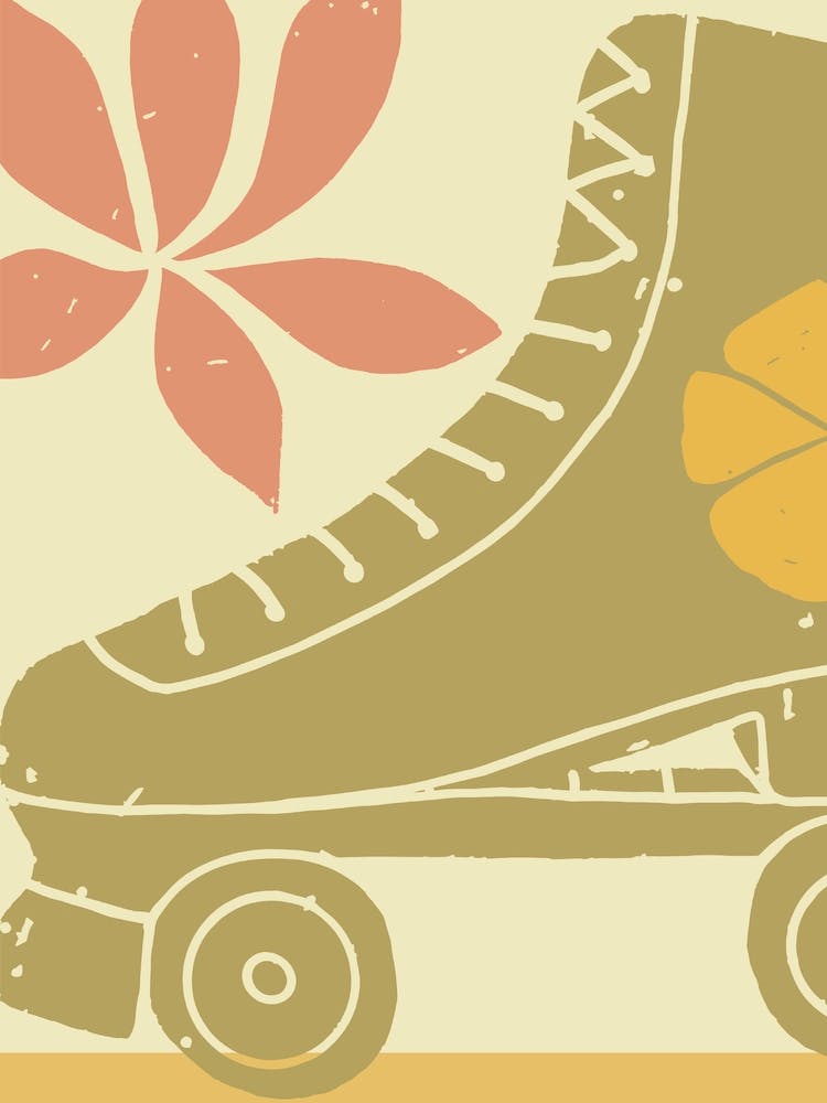 Retro Roller Skates Print Green