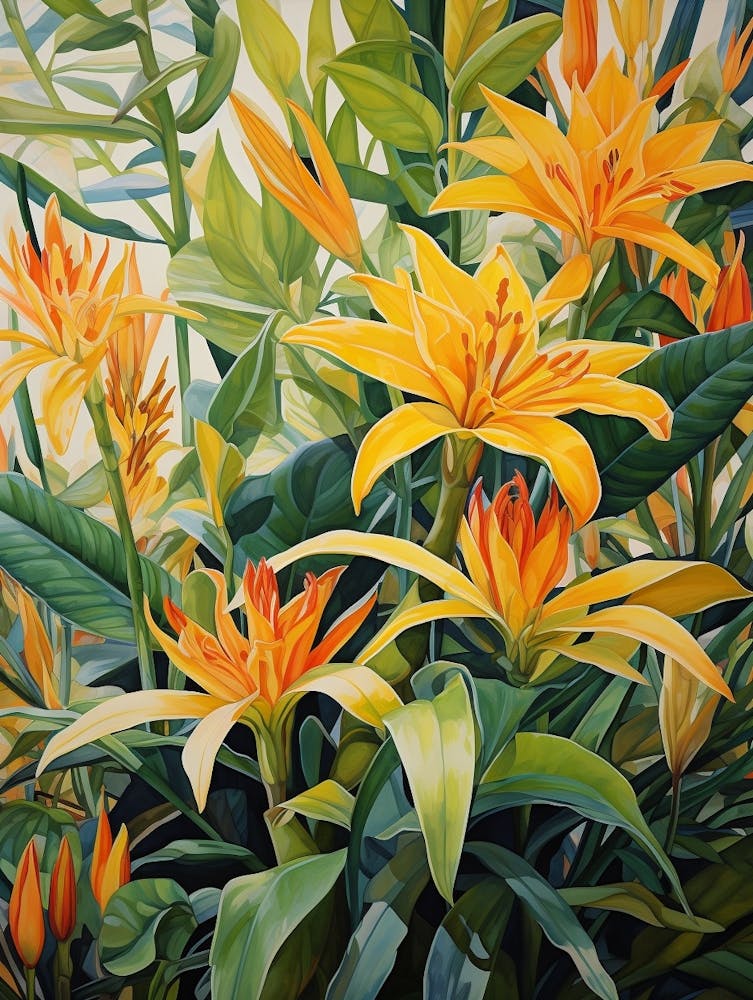 Tropical Plant Painting Dracaena Lemon Lime Plant 2