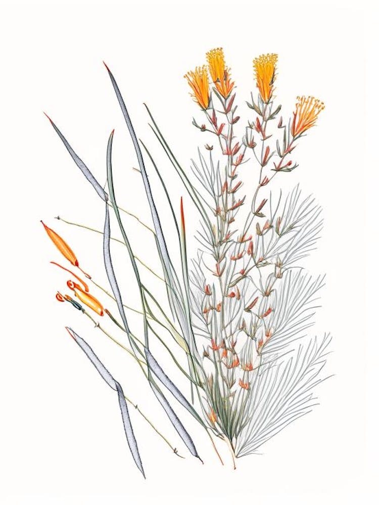 Ephedra Spices And Herbs Pencil Illustration 1