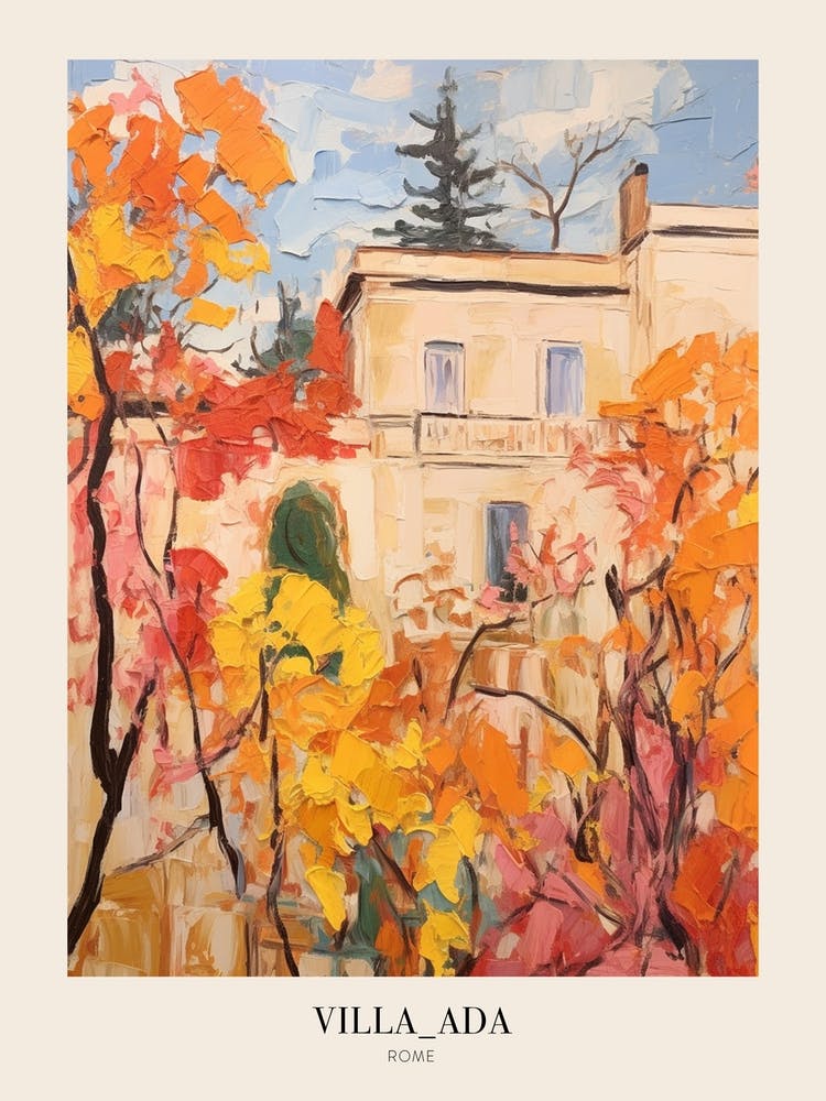 Autumn City Park Painting Villa Ada Rome Poster