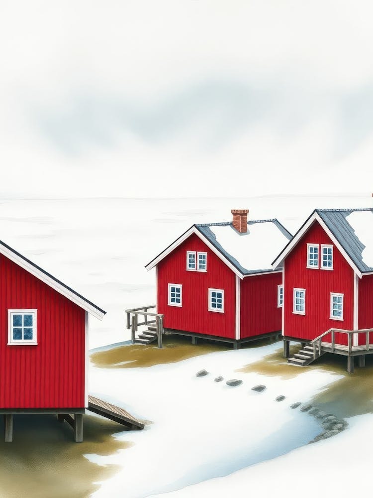 Red Houses In Winter
