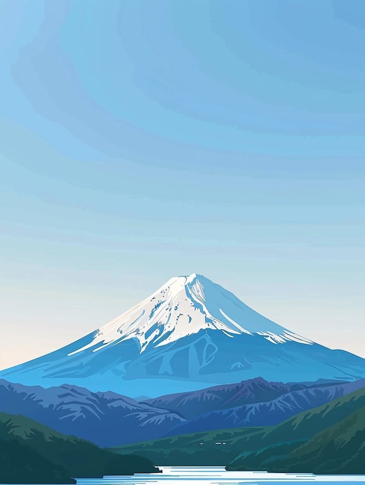 Mount Fuji Japan 5 Farbenfrohe Illustration