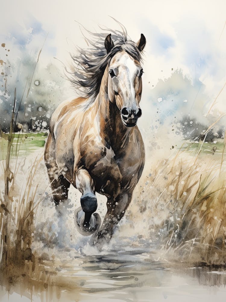A Horse Painting In The Style Of Watercolor Painting 1