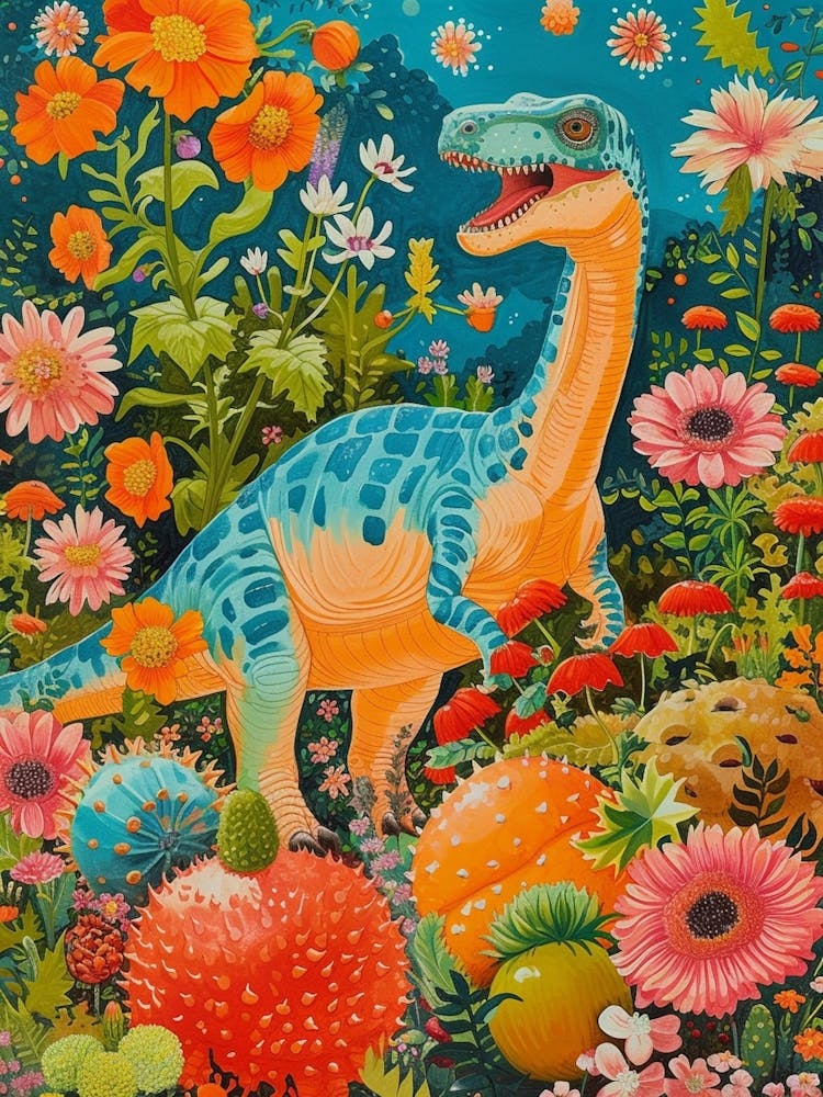 Dinosaurier In Den Gartenblumen 3