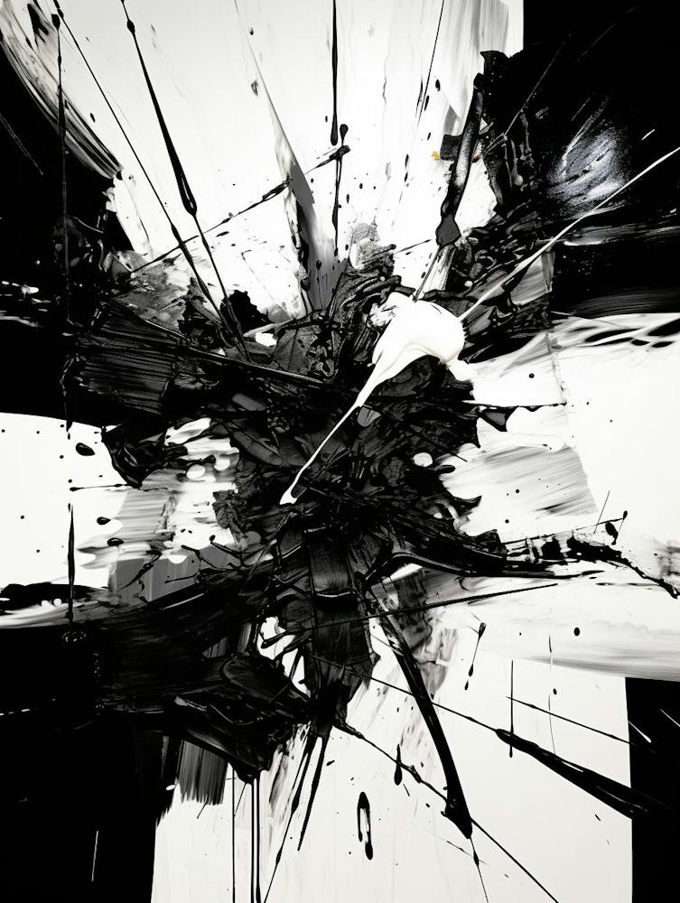 Chaos Abstract Black And White 7