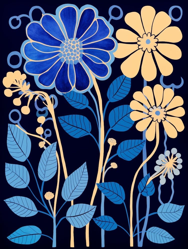 Blue Flower Illustration Peacock Flower 4