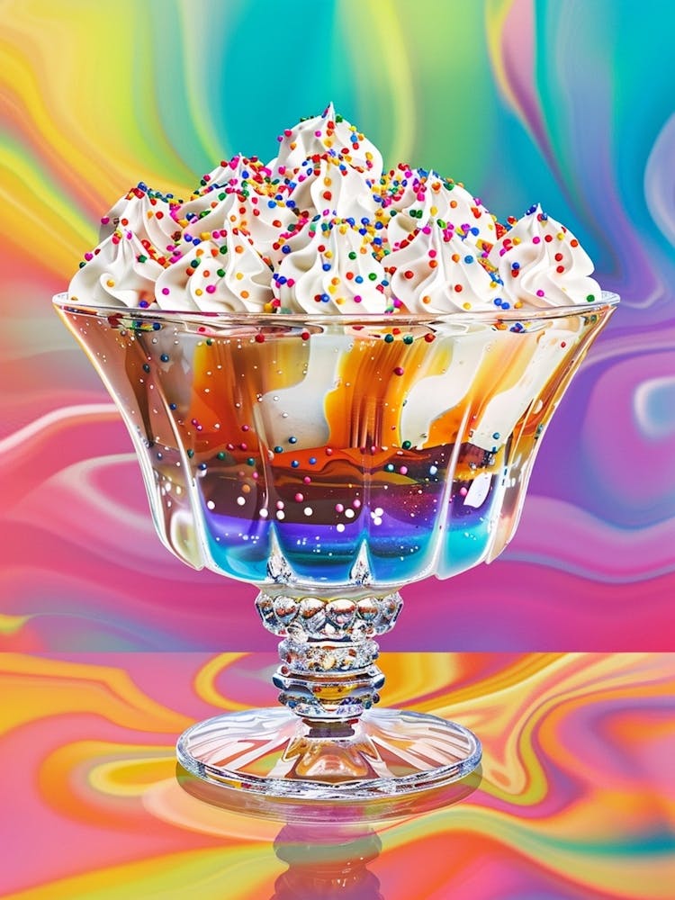 Rainbow Layered Jelly Trifle Retro Collage 3