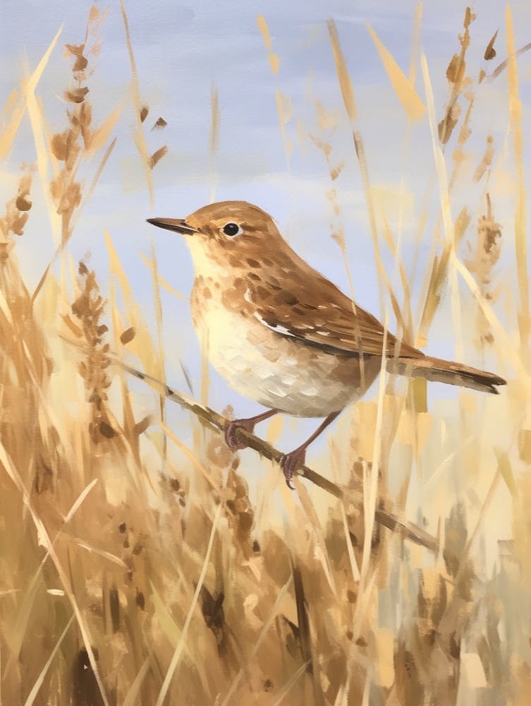 Bird Painting Hermit Thrush 2