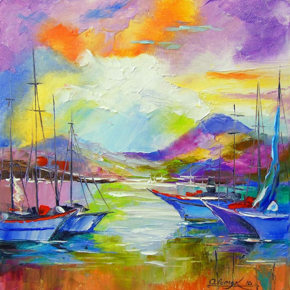 Sailing boats near the mountains