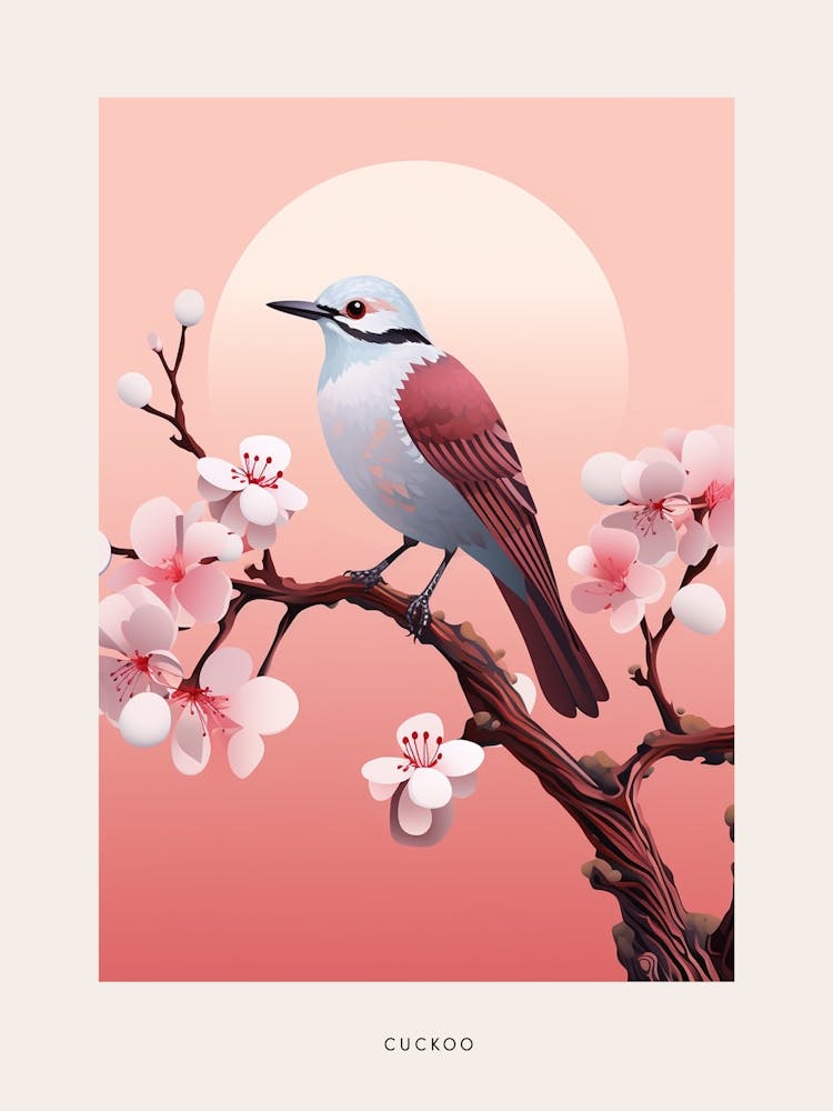 Minimalist Cuckoo 2 Bird Poster