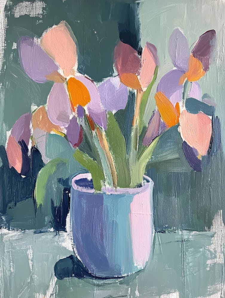 Iris In A Blue Vase