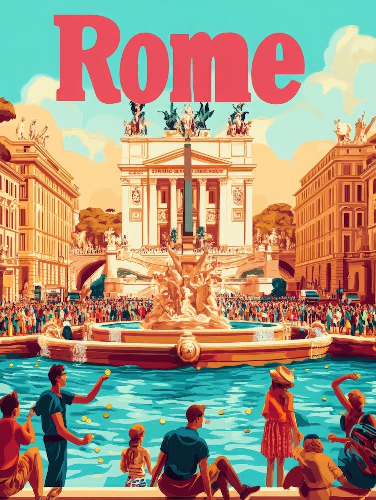 Aihrgdesign A 1970s Inspired Travel Poster For Rome 1