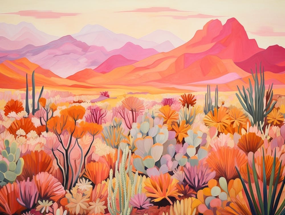 Landscape Desert And Cactus Painting 5