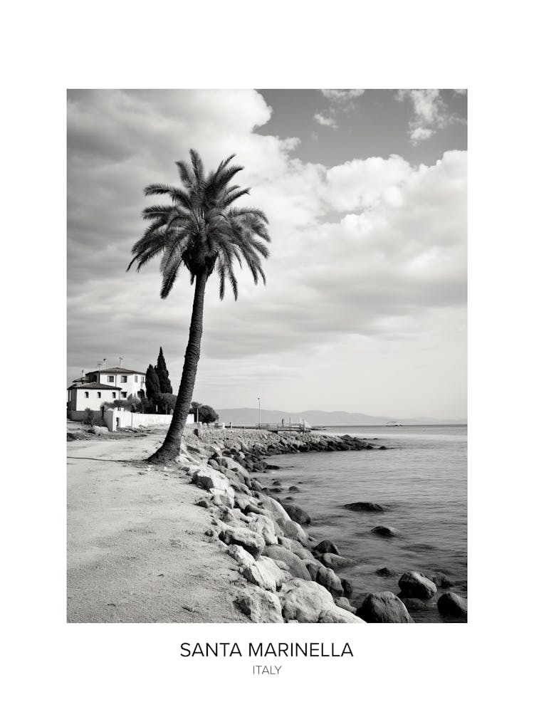 Poster Of Santa Marinella, Italy, Black And White Photo 2