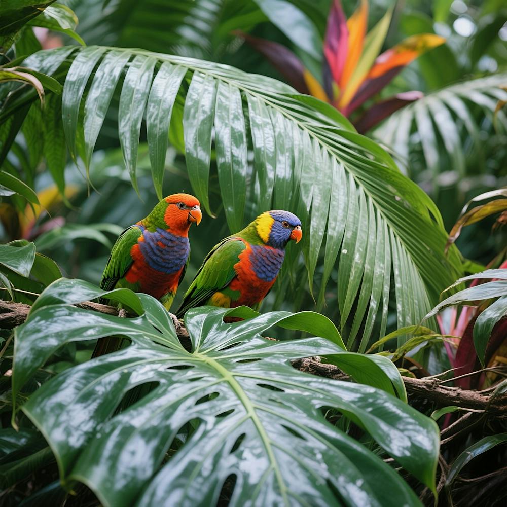Lorikeets In The Rainforest