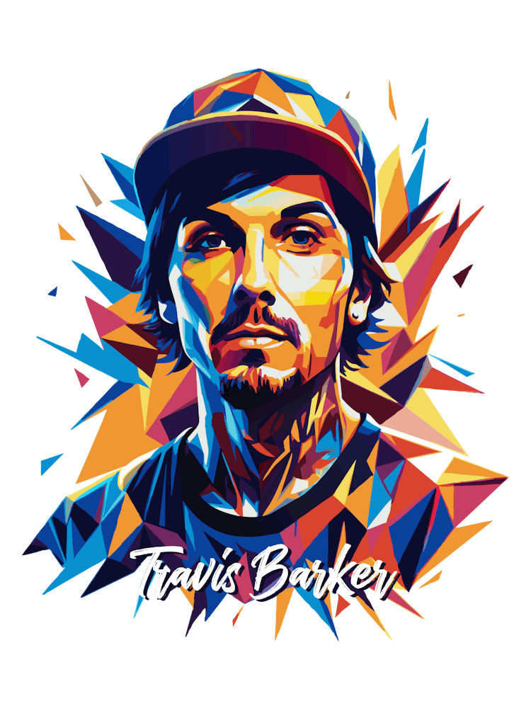 Travis Barker Blink 182 04 Portrait Music Icon WPAP Pop Art Style