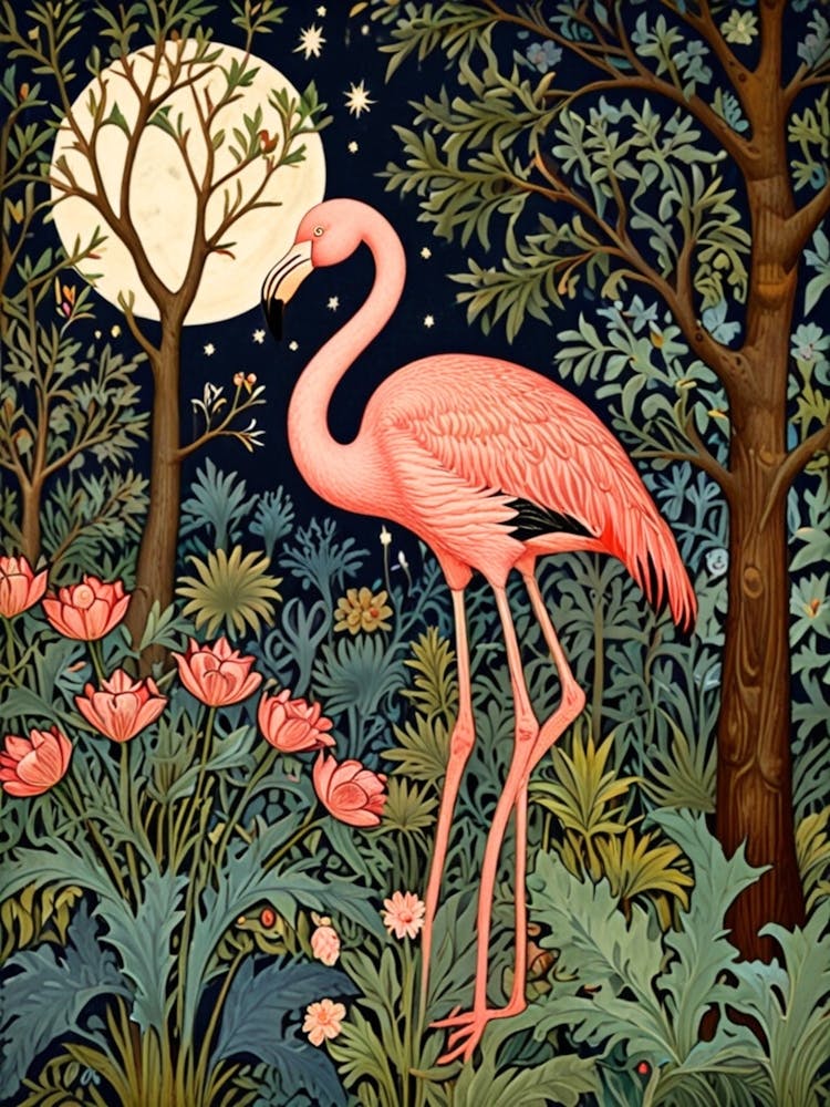 William Morris - Flamant rose dans la forêt 1