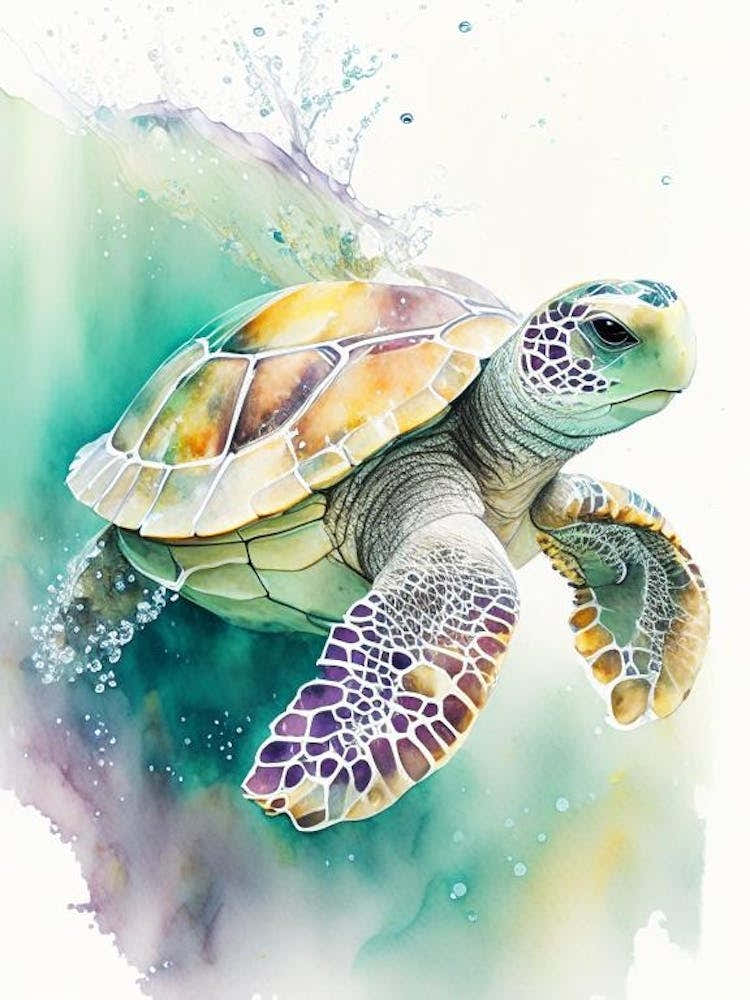 Conservation Sea Turtle, Sea Turtle Storybook Watercolours 1
