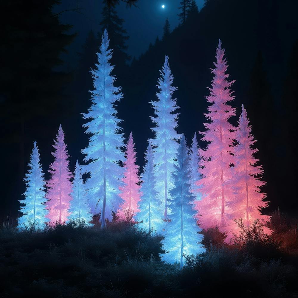 Christmas Trees At Night