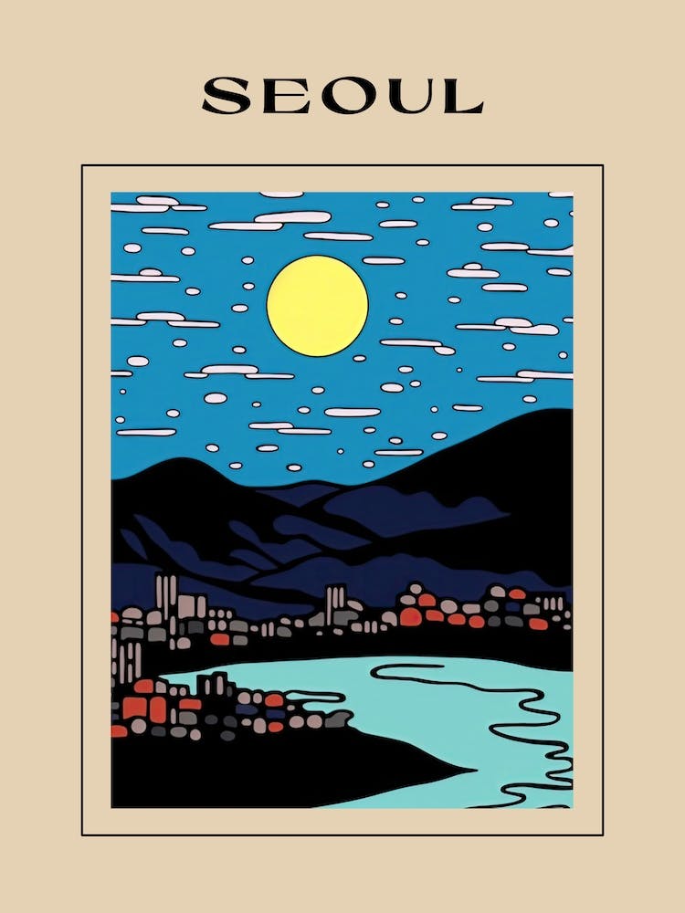 Minimal Design Style Of Seoul, South Korea 3 Poster