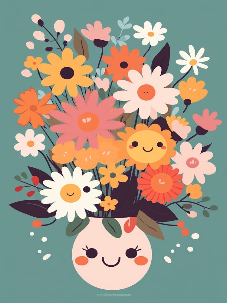 Flower Bouquet Kawaii Illustration 3