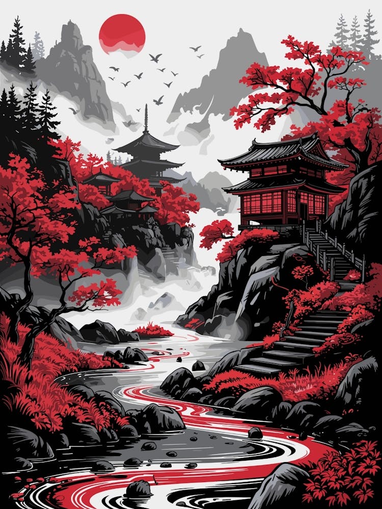 Japanischer Roter Mond Asiatisch