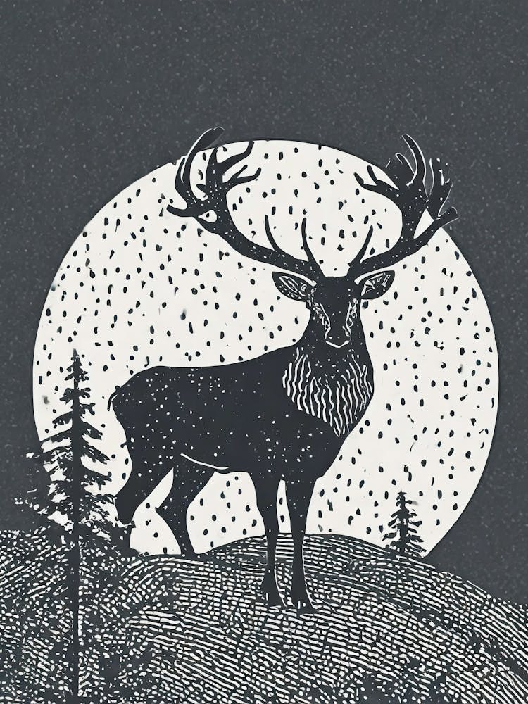 Hirsch im Wald Dotwork