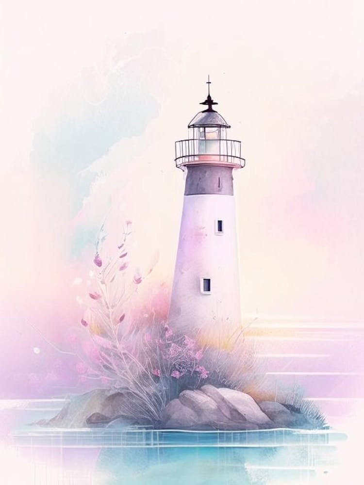 Lighthouse Waterscape Gouache 2