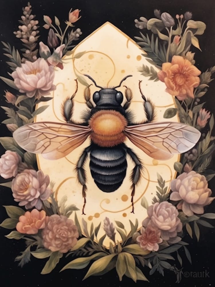 Large Carpenter Bee Beehive Watercolour Illustration 3