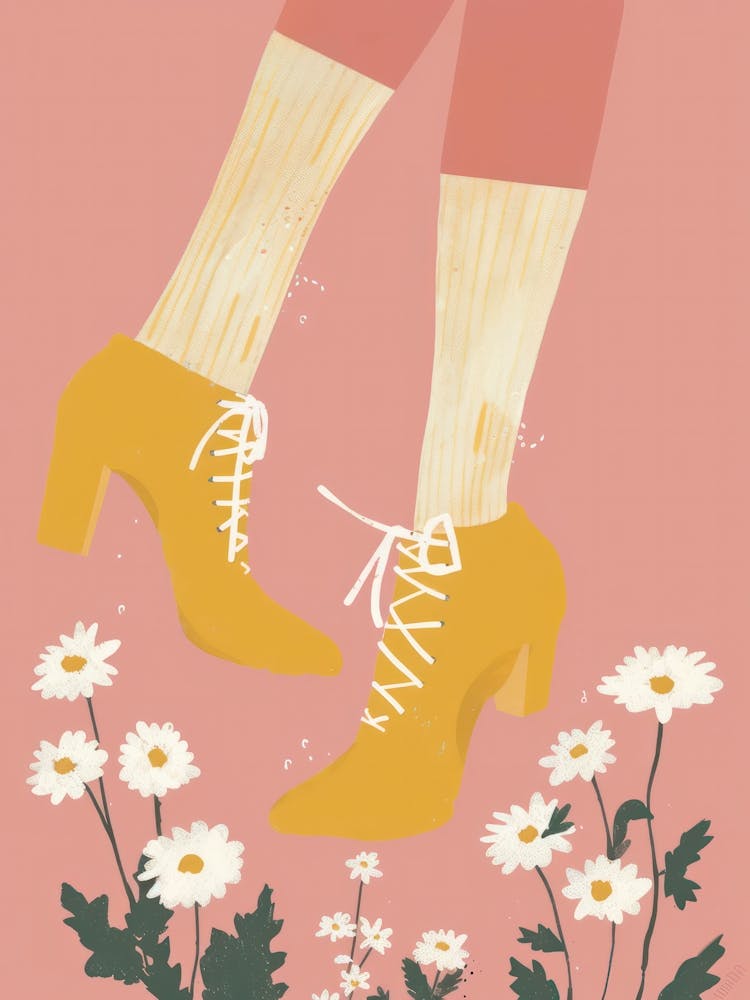 Gelbe und pinke Blumenschuhe 1
