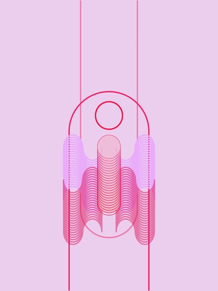 Heartbeat Pink Geometric Abstract