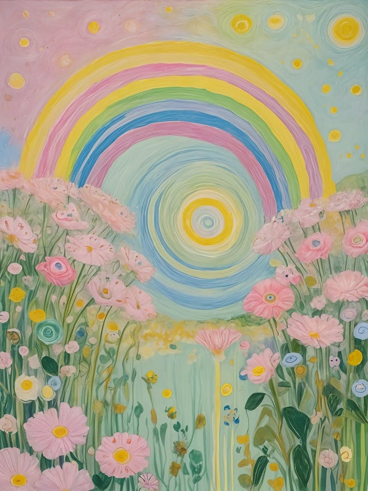Rainbow And Flowers no2