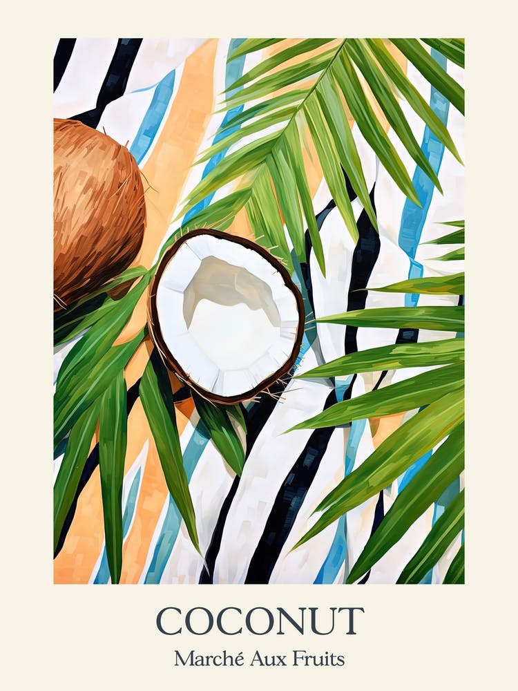 Marche Aux Fruits Coconut Fruit Summer Illustration 1