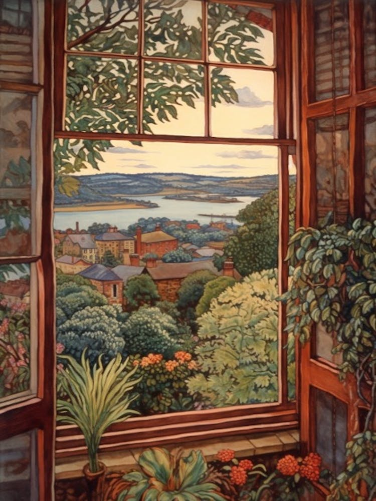 A Window View Of Sydney In The Style Of Art Nouveau 2