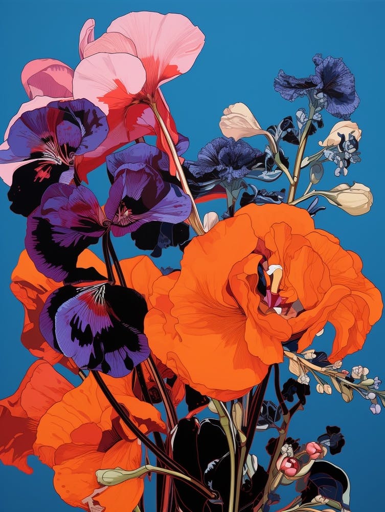 Surreal Florals Sweet Pea 3 Flower Painting