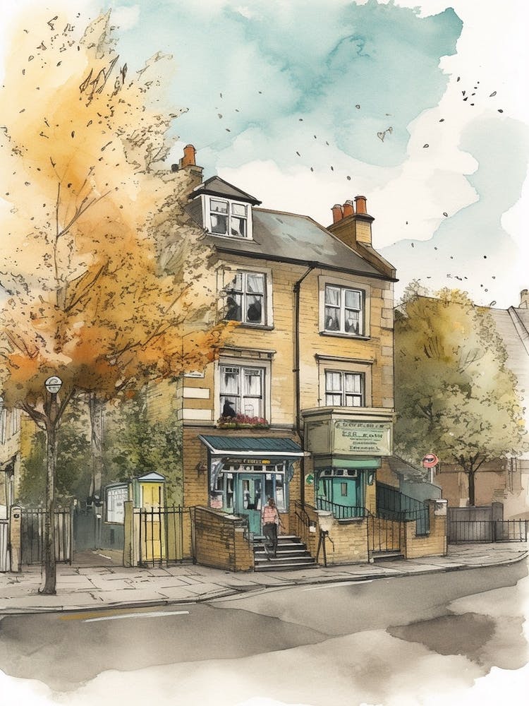 Leyton London Neighborhood, Watercolour 2