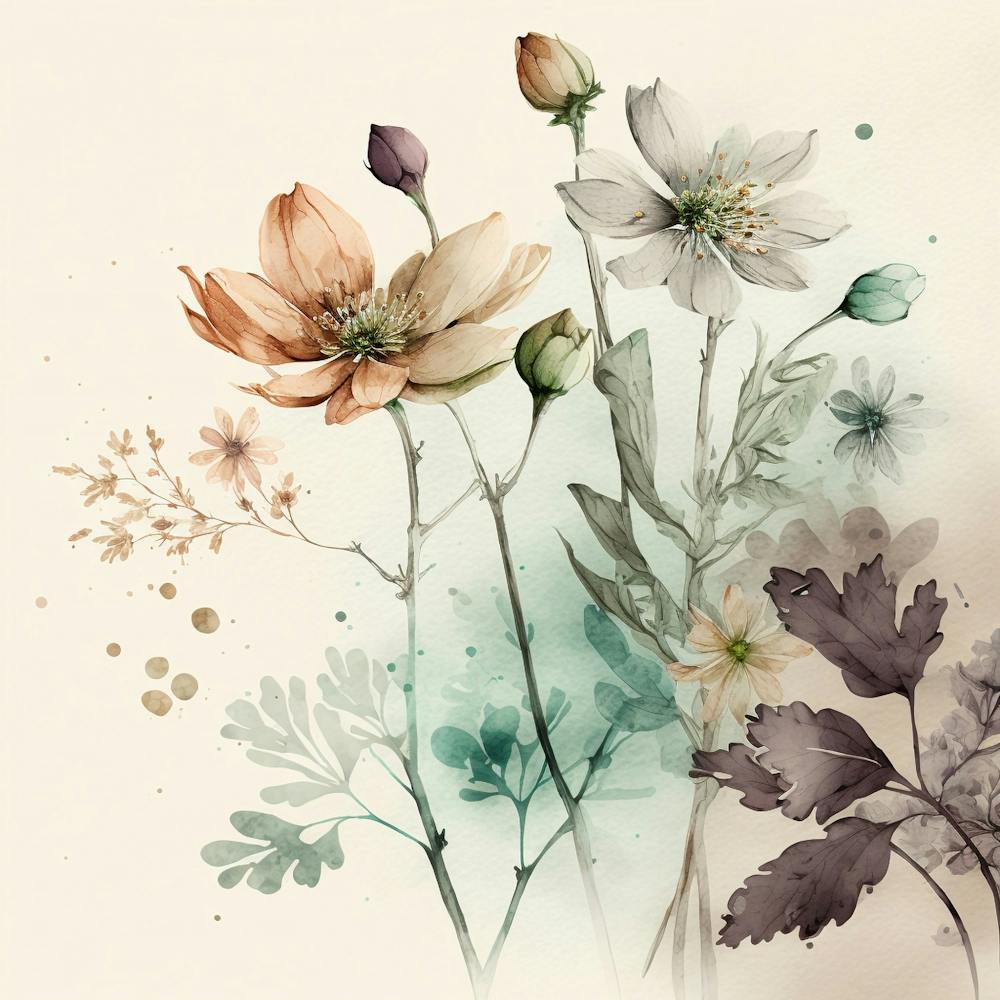 Fleur de Printemps Florale à l'Aquarelle