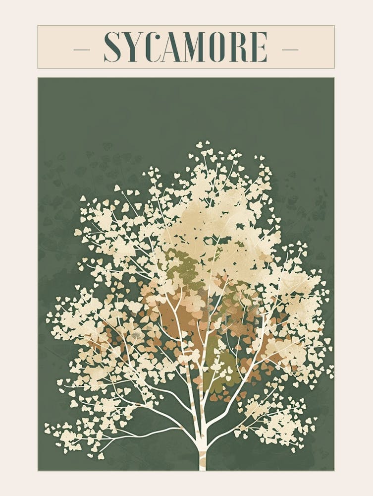 Sycamore Tree Minimal Japandi Illustration 2 Poster