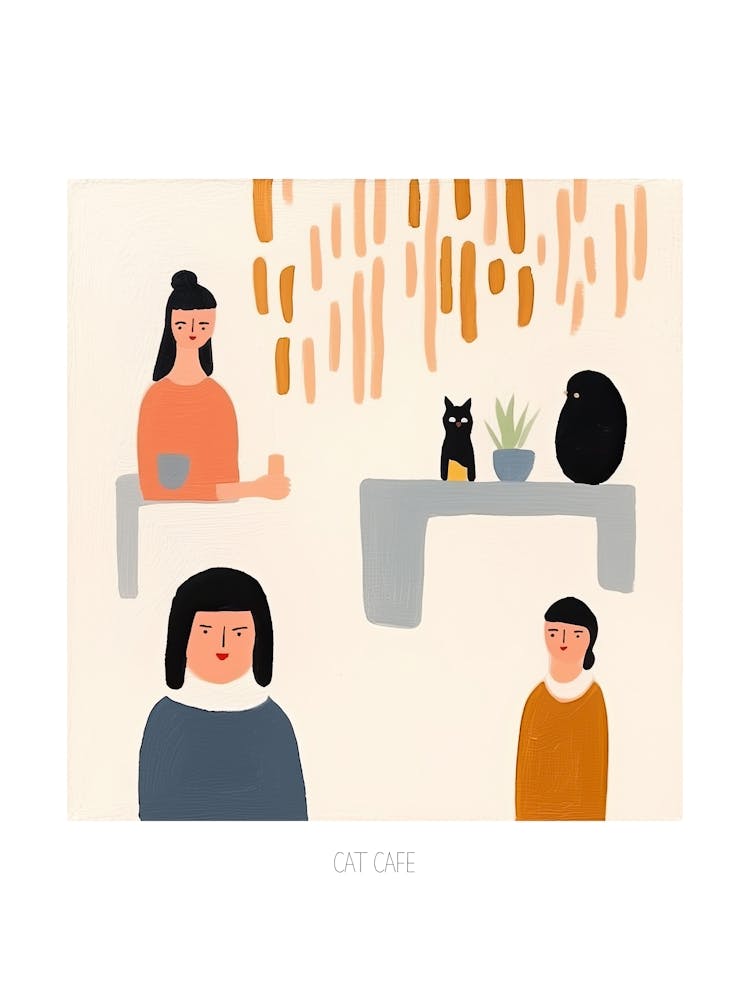 Cat Cafe Illustration